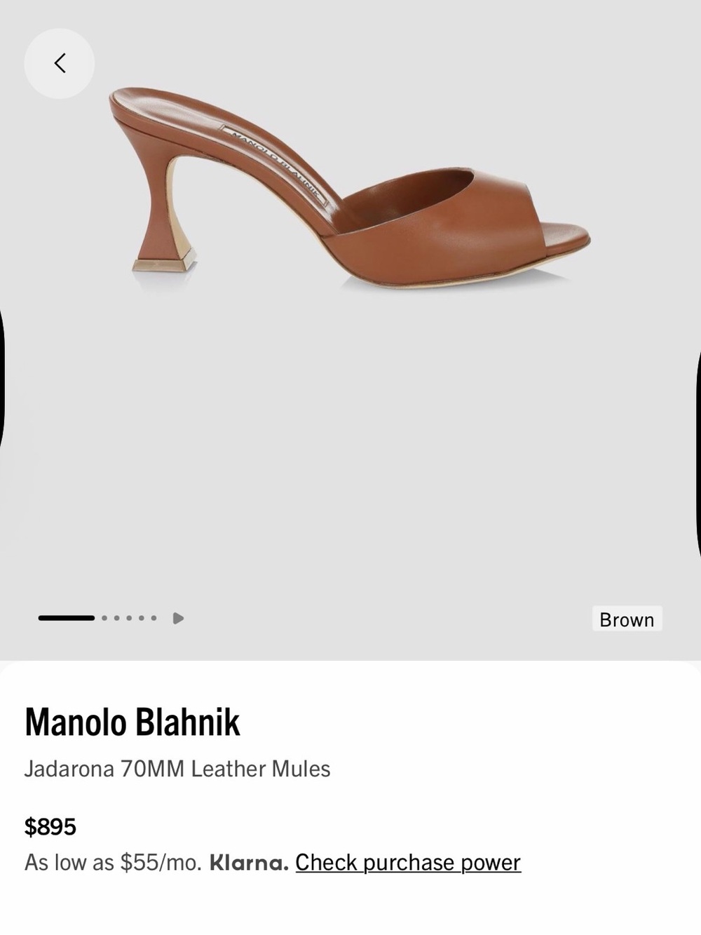 Manolo Blahnik Tan Leather Open-Toe Mule Heels